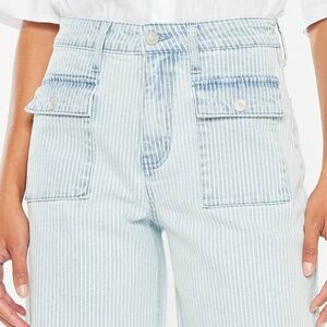 KANCAN JOSSLYN PINSTRIPE WIDE LEG JEANS, Size 5/26